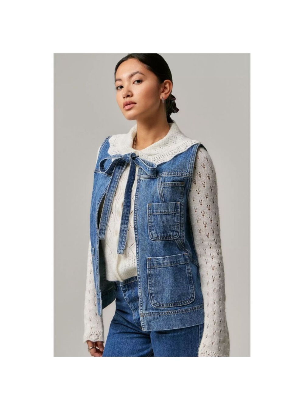 Damson Madder Milly Gilet Tie Front Denim Vest